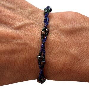 Vintage Blue Iridescent Beaded Bracelet